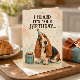 Lustige Basset Hound lange Ohren Geburtstag Karte