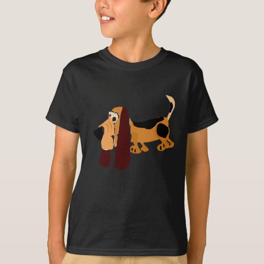 Lustige Basset Hound-Primitiv-Kunst T-Shirt (Vorderseite)