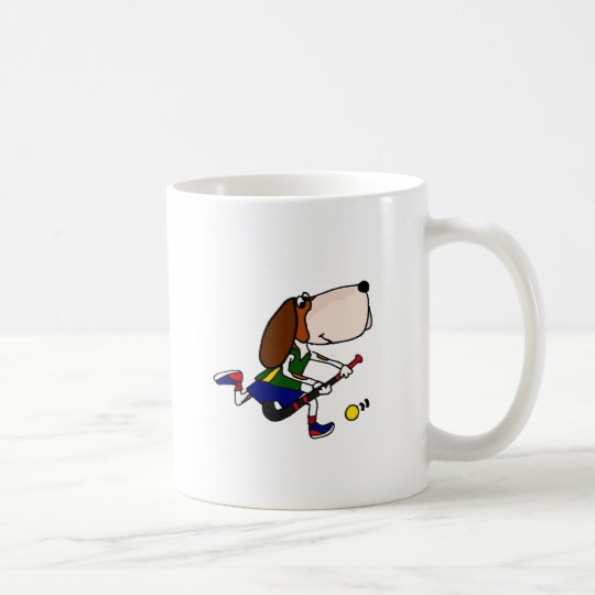 Lustige Basset Hound-Spielfeld-Hockey-Kunst Kaffeetasse