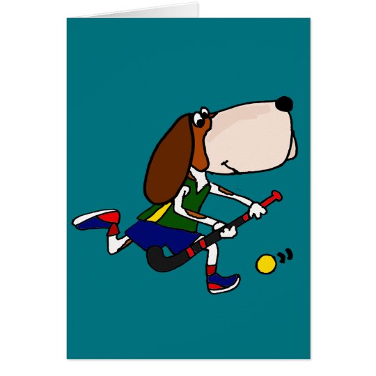 Lustige Basset Hound-Spielfeld-Hockey-Kunst Karte