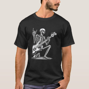 Lustige Bassgitarre Skelett Halloween Männer Fraue T-Shirt