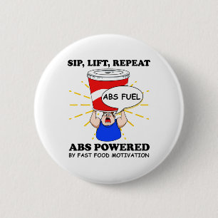 Lustige Bauchmuskulatur-Übung Fast Food Fitnessstu Button