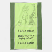 Lustige Baum-Pose-Frau Geschirrtuch (Vertikal)