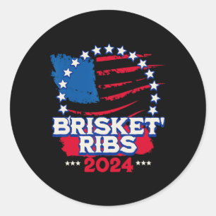 Lustige Bbq Brisket Rippen Patriotisch Politisch W Runder Aufkleber