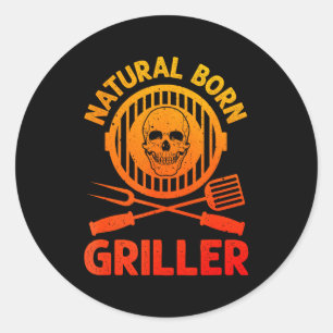 Lustige Bbq-Kunst für Männer Frauen Grillen von Fl Runder Aufkleber