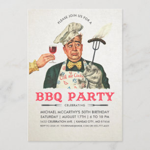 Lustige BBQ-Party-Einladungen Geburtstag Vinta Einladung