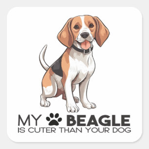 Lustige Beagle-Mama-Hundliebhaber-Vater-Süße-Hündi Quadratischer Aufkleber