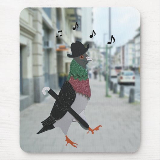 Lustige, bearbeitbare Taube in der Stadt Mousepad (Vorne)
