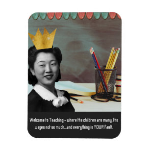 Lustige Begrüßungslehrerin Vintage Asiatische Frau Magnet