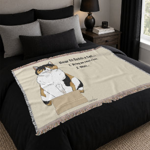 Lustige beige Dreifarbenkatze Karton Humor Gefange Decke