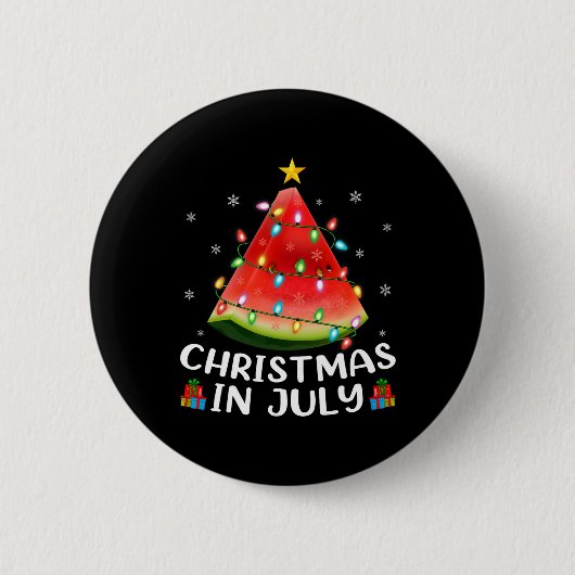Lustige Beleuchtung Wassermelone Weihnachtsbaum So Button (Vorderseite)