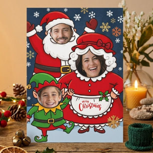 Lustige benutzerdefinierte Gesicht Santa Frau Clau Feiertagspostkarte