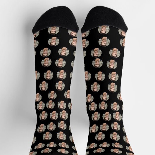 Lustige benutzerdefinierte Gesichtsfoto schwarze C Socken (Oben)