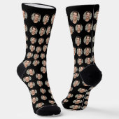 Lustige benutzerdefinierte Gesichtsfoto schwarze C Socken (Gewinkelt)