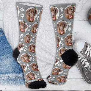 Lustige benutzerdefinierte Hunde-Foto-Grau-Trend-H Socken