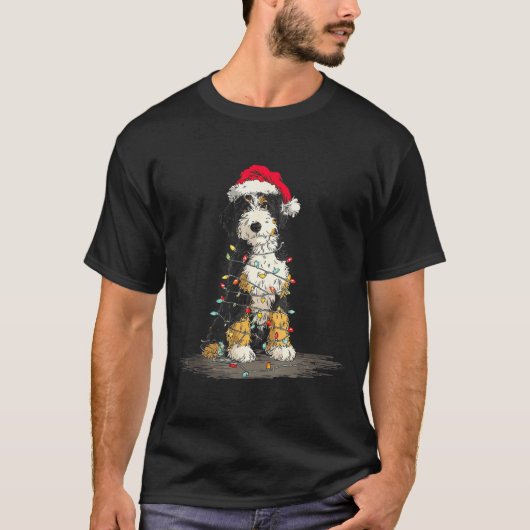 Lustige Bernedoodle-Weihnachtsgrafiken Hundelichte T-Shirt (Vorderseite)