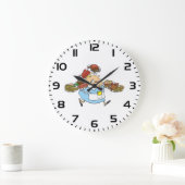 Lustige beschäftigte Kellnerin überarbeiteter Serv Große Wanduhr (Zuhause)