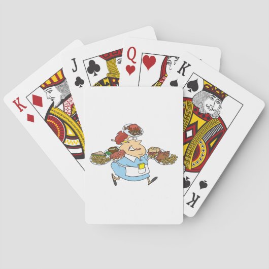 Lustige beschäftigte Kellnerin überarbeiteter Serv Spielkarten (Rückseite)