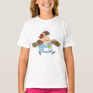Lustige beschäftigte Kellnerin überarbeiteter Serv T-Shirt