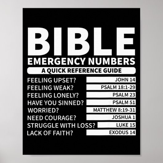 Lustige Bibel-Notrufnummern Christlich Poster (Vorne)