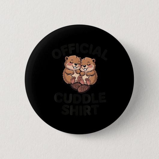 Lustige Biber Umarmen Kuscheln Button (Vorderseite)