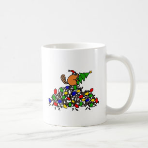 Lustige Biber-Weihnachtsverdammung mit Lichtern Kaffeetasse