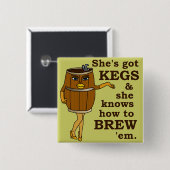 Lustige Bier-oder Wein-Brauer-Brauerei Button (Vorne & Hinten)