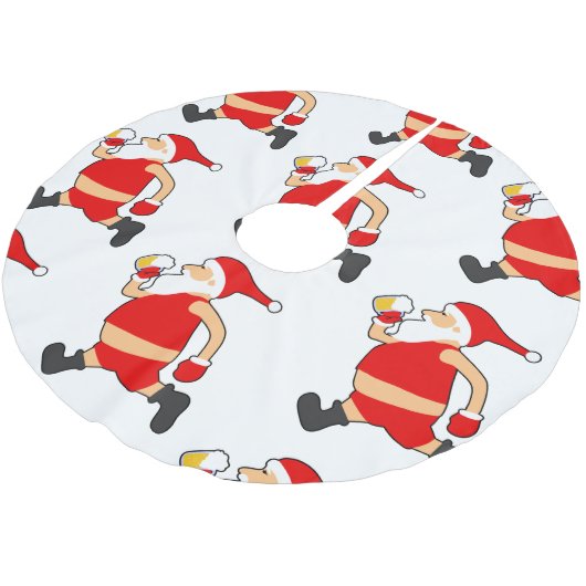 lustige Biersanta-Weihnachten Polyester Weihnachtsbaumdecke (Schrägansicht)