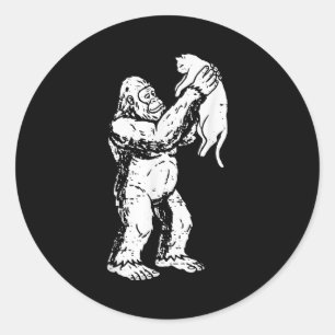 Lustige Bigfoot-Katze Sasquatch-Kitty Süße Valenti Runder Aufkleber