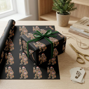 Lustige Bigfoot-Weihnachtslichter Santa-Feiertage Geschenkpapier