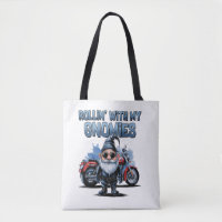 Lustige Biker-Gnom-Tragetasche