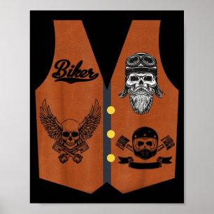 Lustige Biker-Weste Halloween-Kostüm Motorrad Poster