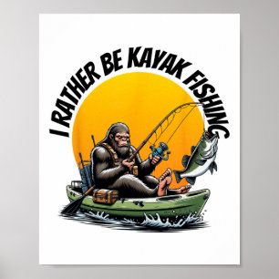 Lustige Binnengewässer Paddling Bigfoot Kayak Fisc Poster