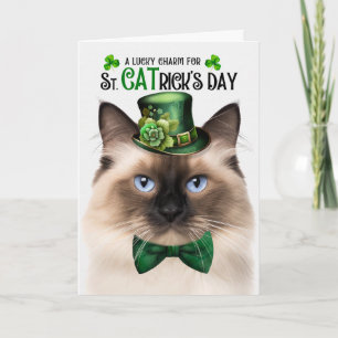 Lustige Birma-Katze zum St. CATrick's Day Glücksbr Feiertagskarte