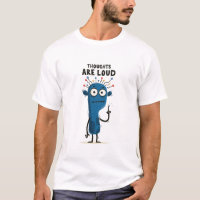Lustige Blaue Alien-Figur mit lauten Gedanken als