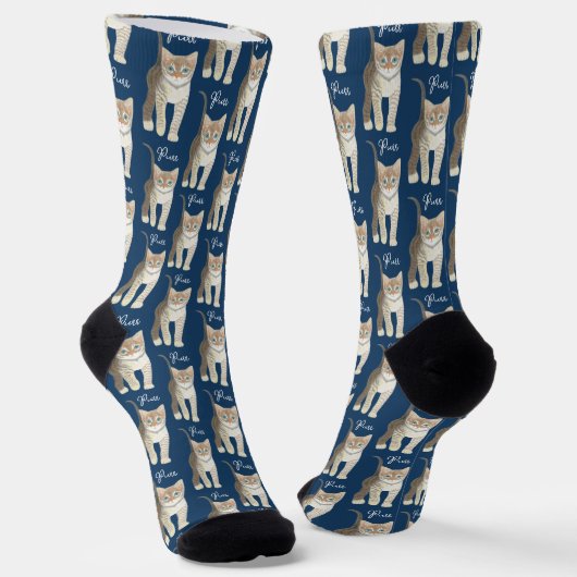 Lustige blaue getigerte Katze Socken (Gewinkelt)