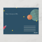 Lustige blaue illustrierte Planeten Postkarte (Rückseite)