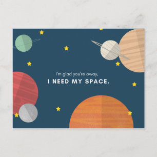 Lustige blaue illustrierte Planeten Postkarte