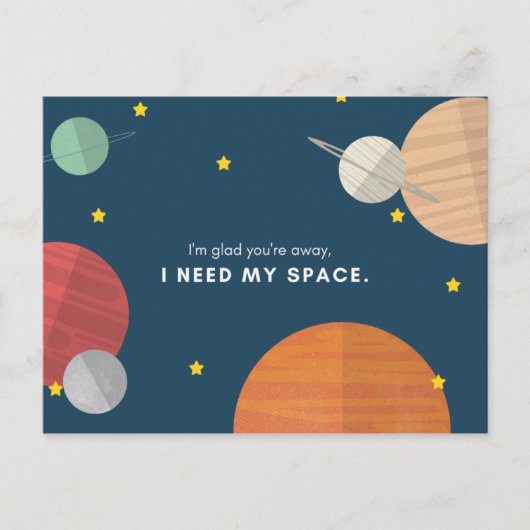 Lustige blaue illustrierte Planeten Postkarte (Vorderseite)