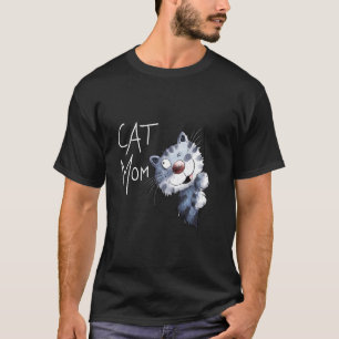 Lustige blaue Katze Cartoon Süße Kitty Liebhaber D T-Shirt