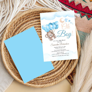 Lustige blaue Luftballons Baby Boy Shower Einladung
