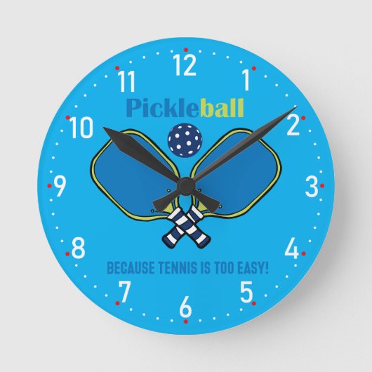 Lustige blaue Pickleball Runde Wanduhr (Vorderseite)