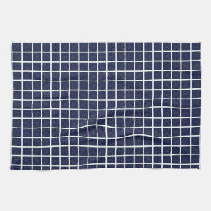 Lustige blaue Quadrate auf blauen geometrischen Ha Geschirrtuch