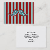 LUSTIGE BLAUE SCHNURRBART-GLITZER-ROT-STREIFEN VISITENKARTE (Vorne/Hinten)