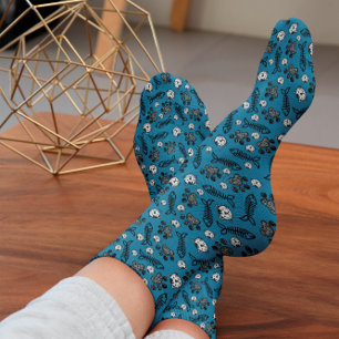 Lustige blaue schwarze und weiße Katzen Zeichnung Socken