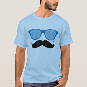 Lustige blaue Sonnenbrillen und Schnurrbart-T - T-Shirt