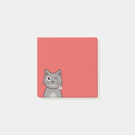 Lustige blinzelnde Cartoonkitty-Katze Post-it Klebezettel (Vorderseite)