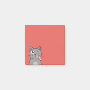 Lustige blinzelnde Cartoonkitty-Katze Post-it Klebezettel