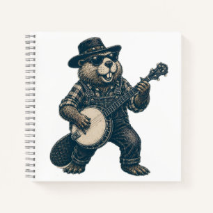 Lustige Bluegrass-Biber-Vintage-Country-Musik-Kuns Notizblock