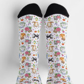 Lustige Blumenkatzen gemusterte Crew Socken (Oben)
